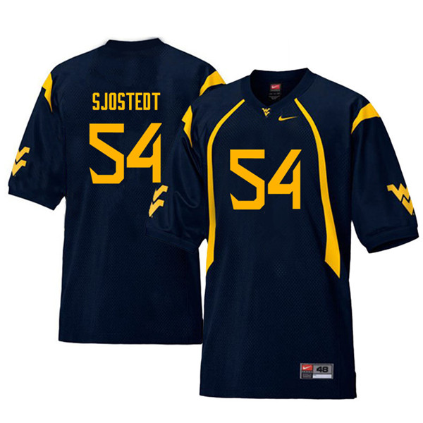 NCAA Men's Eric Sjostedt West Virginia Mountaineers Navy #54 Nike Stitched Football College Throwback Authentic Jersey AV23N14AE